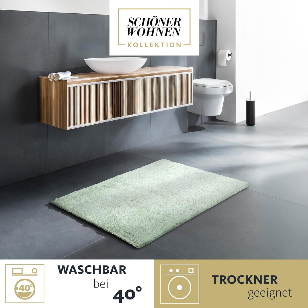 Schöner Wohnen Kollektion Badteppich einfarbig Mint 40 x 60 cm – waschbare Badematte rutschfest - 10