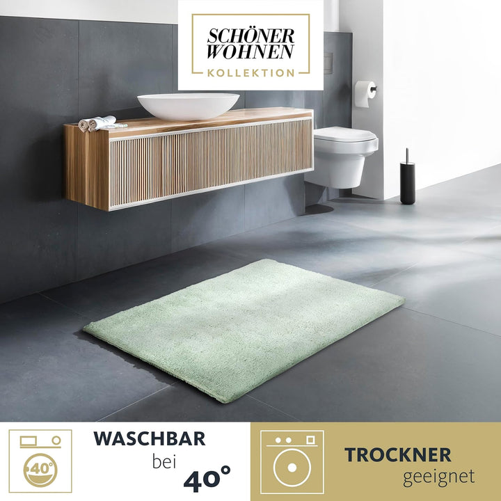 Schöner Wohnen Kollektion Badteppich einfarbig Mint 40 x 60 cm – waschbare Badematte rutschfest - 10