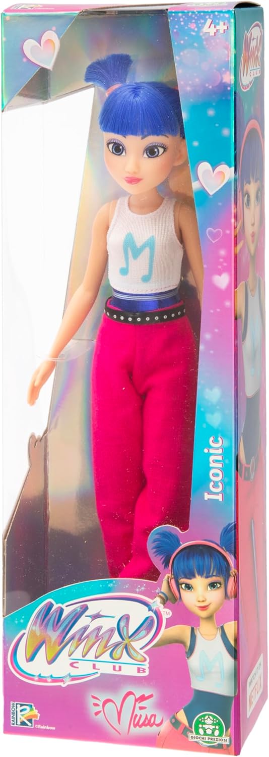 Winx Iconic Puppe – Musa, 27cm, bewegliche Gelenke, pinkes Haar, ikonisches Outfit – offizielles Win