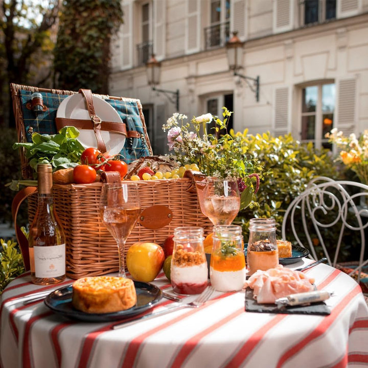 Les Jardins de la Comtesse - Picknickkoffer Trianon Grün - Lederriemen - Komplett Für 2 Personen - K