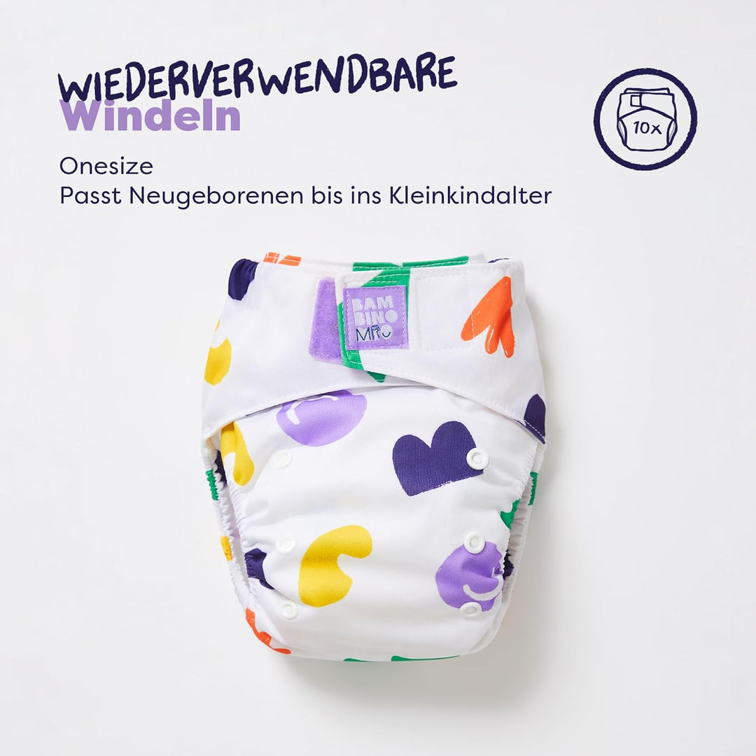 Bambino Mio, wiederverwendbare Windeln im Set - Little Rebel Box, 10 x Stoffwindeln, Windelvlies, We