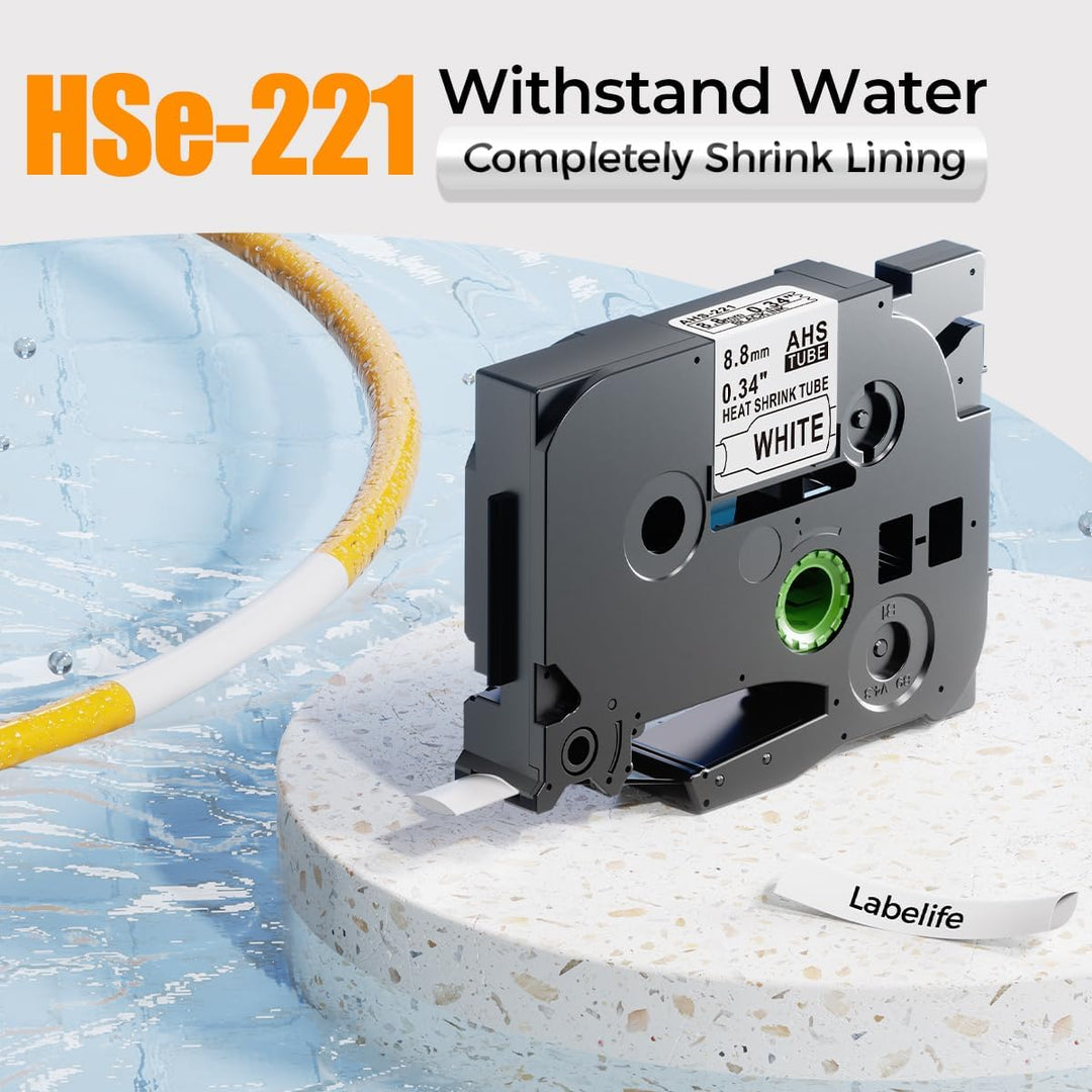 HSE221 Schrumpfschlauch 8.8mm x 1.5m, Kompatibel mit Brother P touch Schrumpfschlauch HSe-221 8.8mm