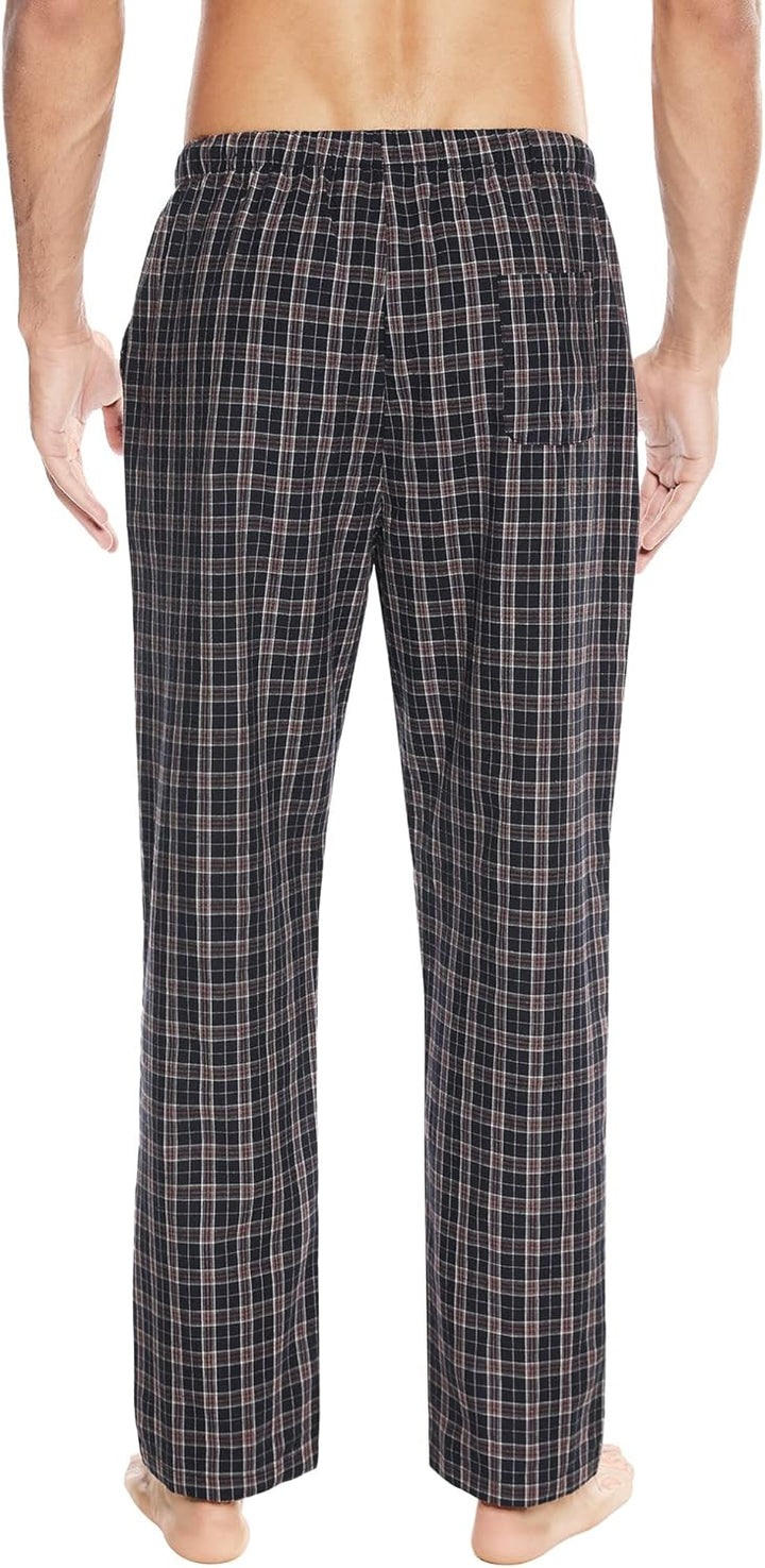 Winovia Herren Schlafanzughose Lang Baumwolle Karierte Pyjamahose Lounge Hose Pyjamaunterteil Freize
