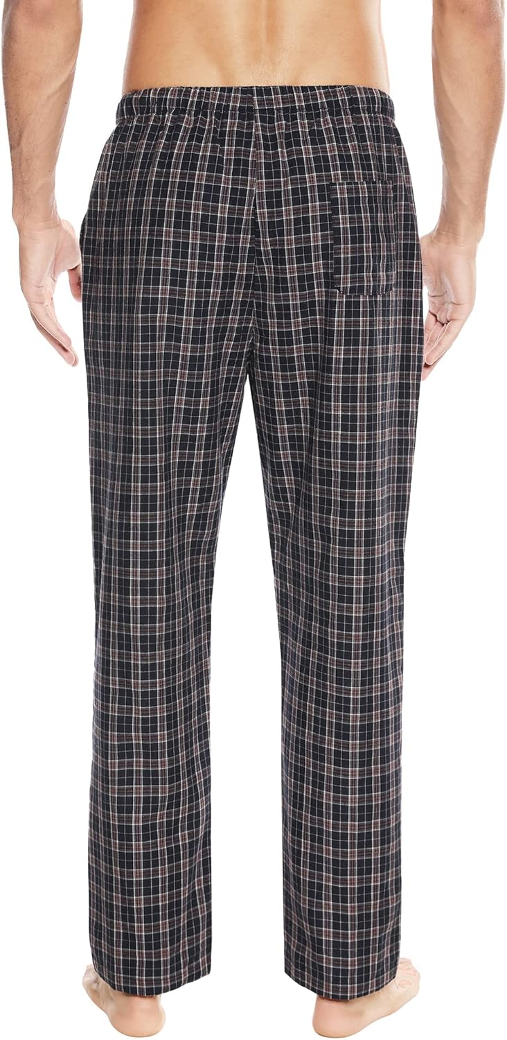Winovia Herren Schlafanzughose Lang Baumwolle Karierte Pyjamahose Lounge Hose Pyjamaunterteil Freize