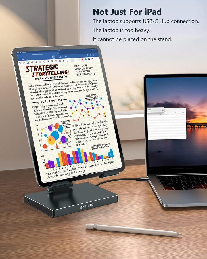 iPad Pro USB C Hub Stand, 9 in 1 Adapter for iPad Air M5 M3 M4 13 12.9 Inch Docking Station 4K 60Hz