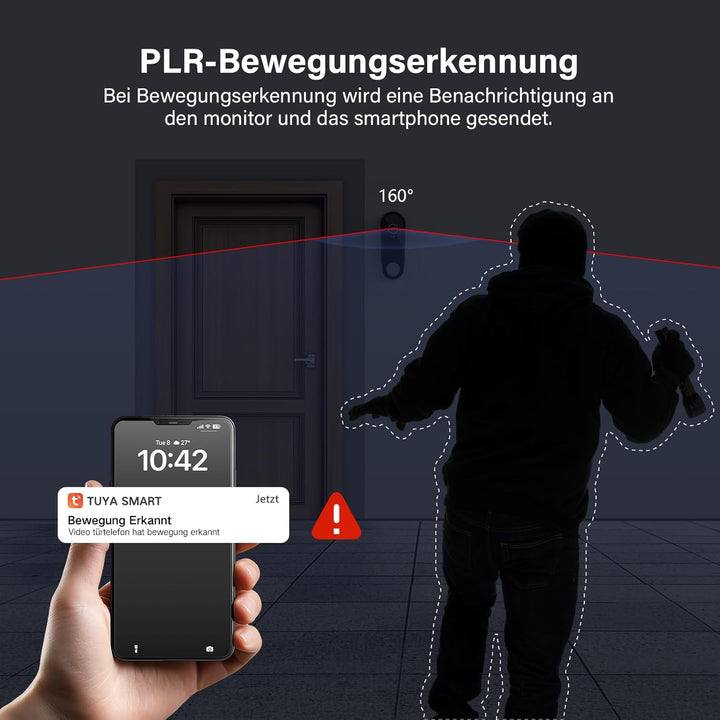 Drahtlose Türglocke Kamera mit 7" Bildschirmmonitor Smart Video Tür Telefon Intercom System 1080P Wi