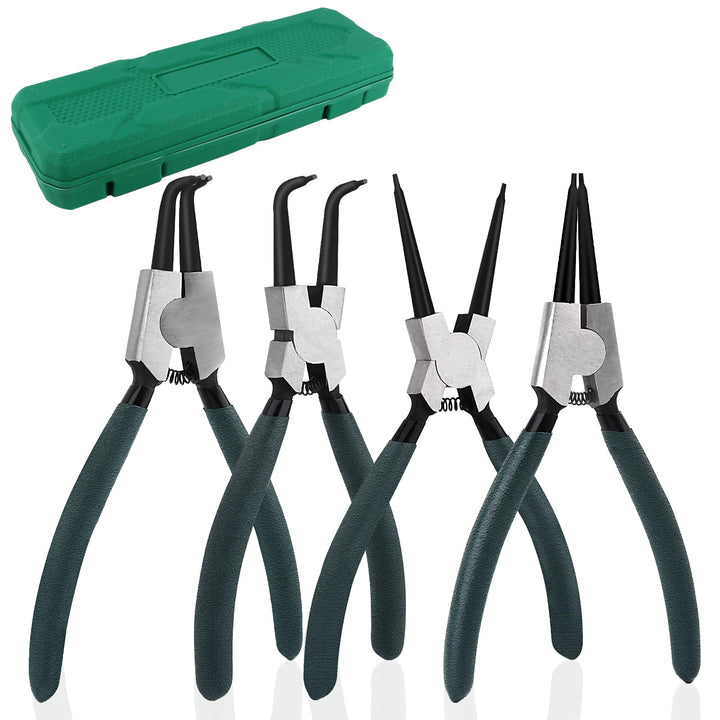 Sprengringzangensatz 4tlg., 180mm mit Kasten Gebogene Gerade Innere Externe Sprengringzange,Industri