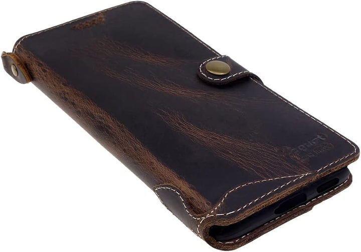Yogurt Handyhülle für Samsung Galaxy S21 FE 5G, Hülle Echtleder Case Ledertasche Lederhülle für Sams