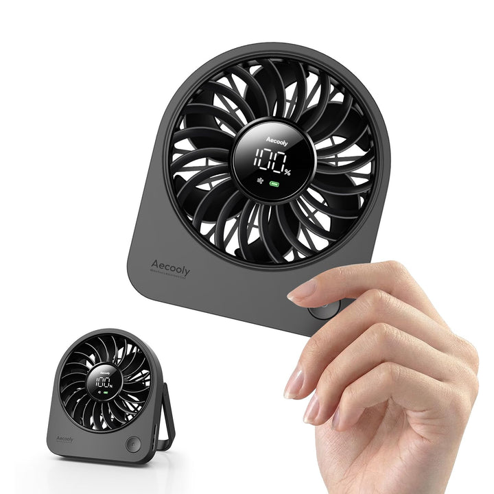 Aecooly Mini Ventilator Tischmodell, Usb-Geladen 4 Windstufen Leise Akku-Ventilator, 10 Stunden Akku