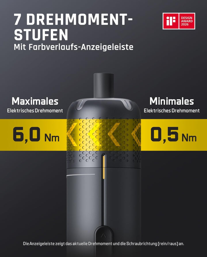 Fanttik S2 Pro 3,7V Elektroschrauber, Akku-Schrauberset, 7 Drehmoment (0,5 bis 6 Nm), 20 magnetische