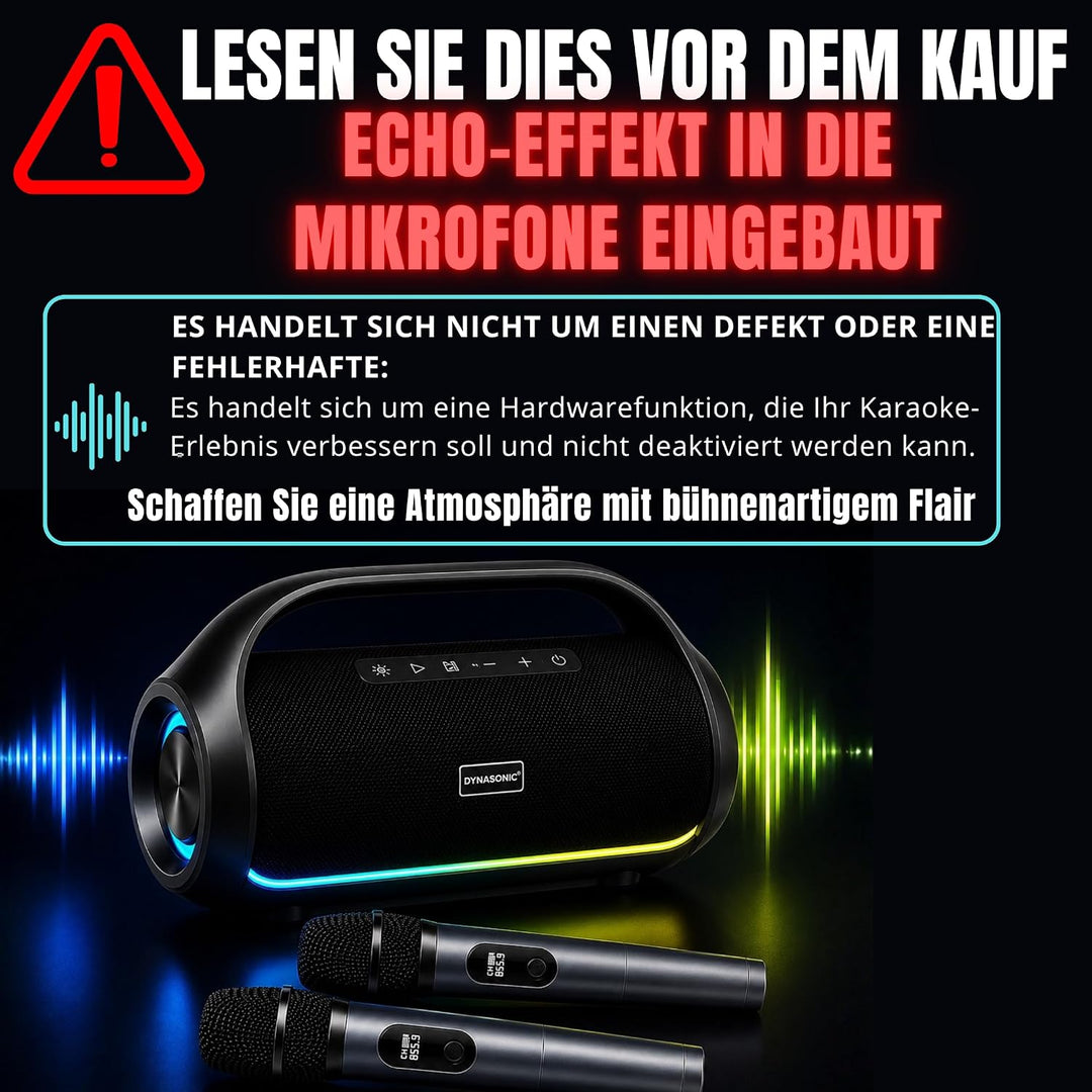 DYNASONIC S90 – IPX7 tragbarer Bluetooth Lautsprecher. Kabelloser Outdoor Lautsprecher. Stereoanlage