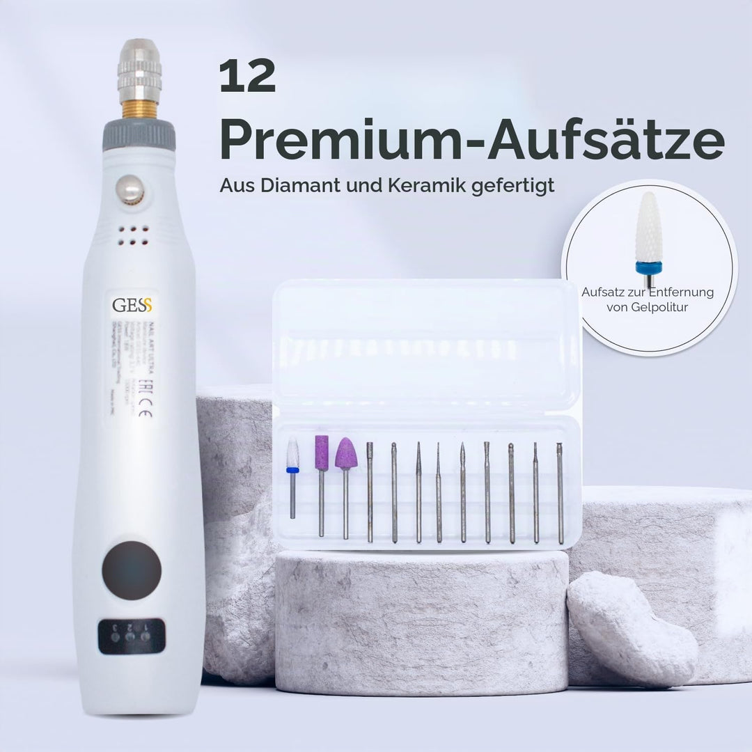 GESS Elektrische Nagelbohrmaschine Kit, Tragbare Elektrische Nagelfeile Set, Maniküre Pediküre Werkz