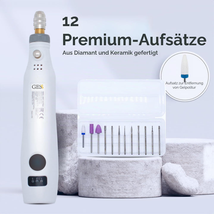 GESS Elektrische Nagelbohrmaschine Kit, Tragbare Elektrische Nagelfeile Set, Maniküre Pediküre Werkz
