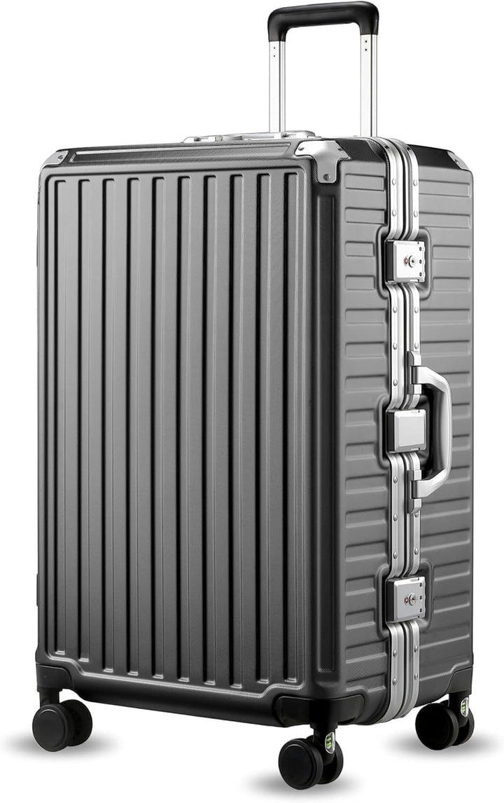 LUGGEX Koffer Gross mit Aluminiumrahmen, Zipperloser Hartschalen-Trolley aus Polycarbonat mit 360° R