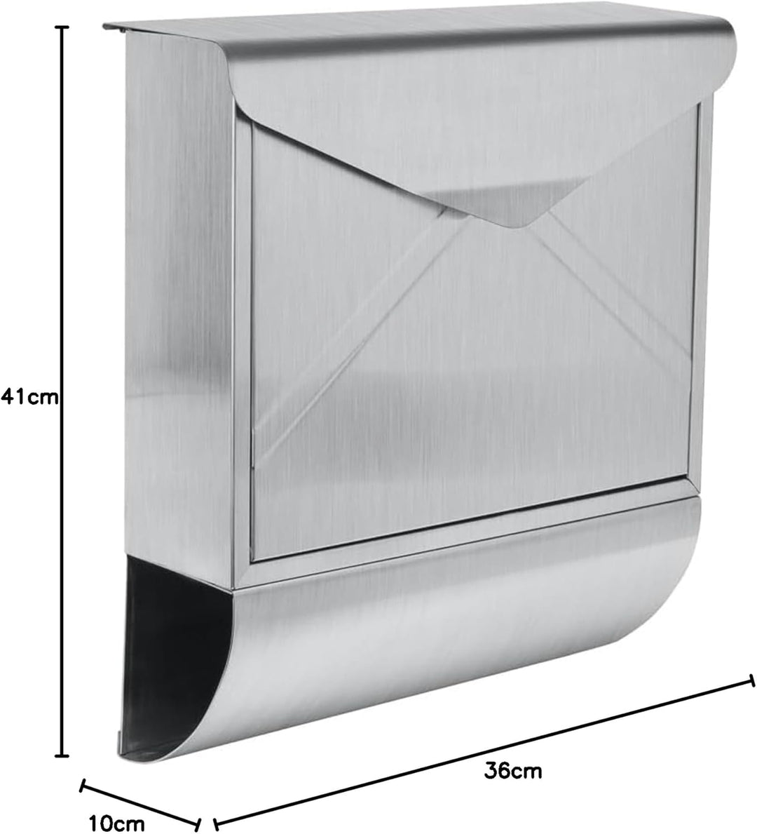 Designer Briefkasten Wandbriefkasten Postkasten mit Zeitungsrolle Zeitungsfach aus Edelstahl V2A Ros