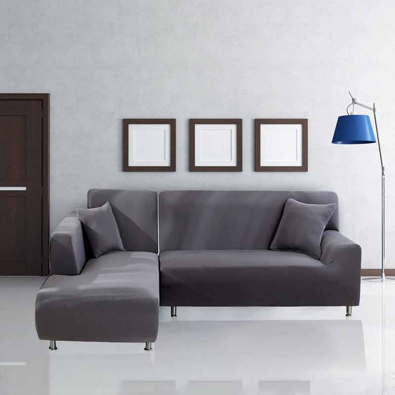 Jaotto Sofa Überwürfe Sofabezug Elastische Spandex Stretch Sofabezüge Couchbezug für L-Form Sofa Uni