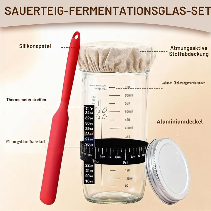 Gärkörbchen Set 25-teilig inkl. Mutterhefe | Rattan Gärkorb 23 cm oval &amp; Rundformen | Komplettes Bro