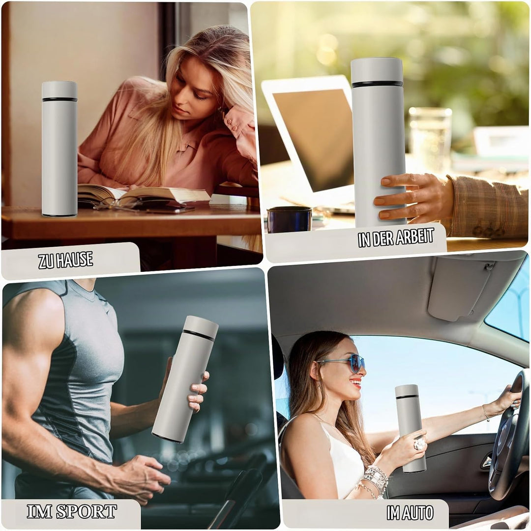 Homealexa 500ml Thermosflasche, Vakuum Isolierbecher Trinkflasche aus 304 Edelstahl, LED-Touchscreen