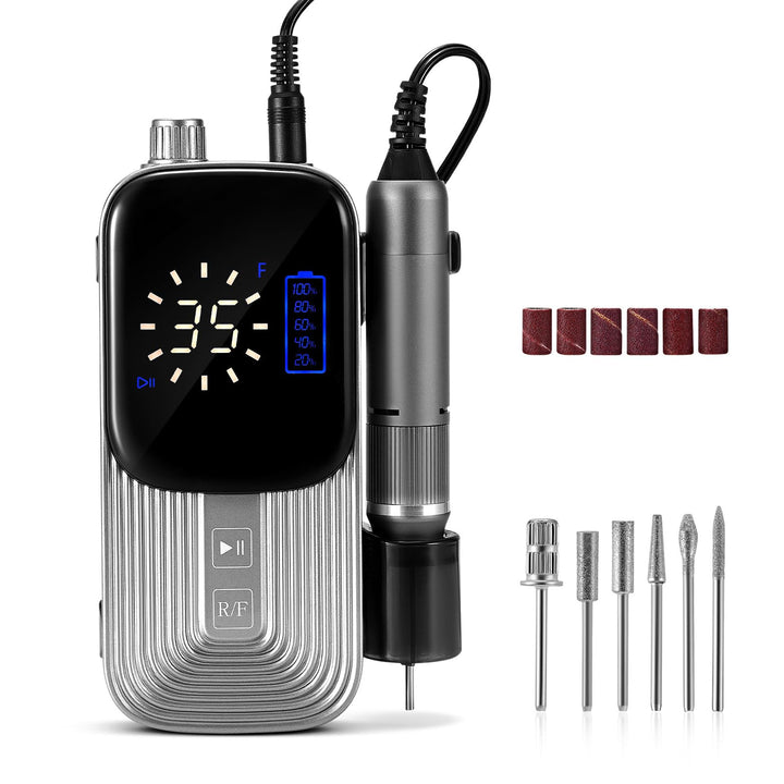 Kabelloser Nagelfräser, 35000 U/min, LCD-Touchdisplay, 4000 mAh Akku (bis zu 8 h), USB-C, Maniküre-P