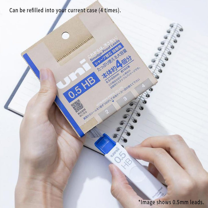 三菱鉛筆 Uni Wischfeste Minen Nachfüllminen 0,3mm extra fein HB nachhaltige Karton-Massenverpackung umwe