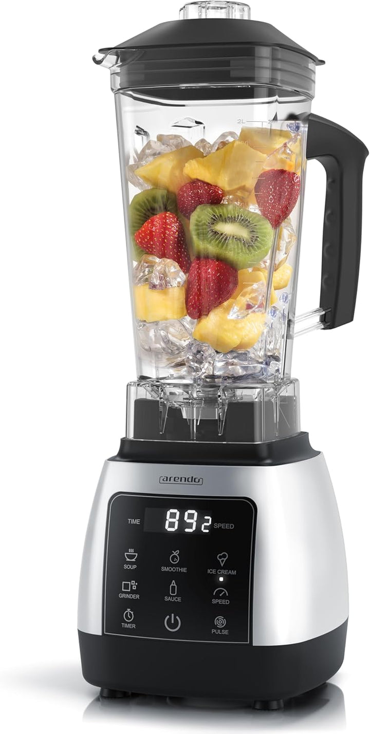 Arendo - Standmixer 2000 Watt mit Touchpanel - Hochleitungsmixer - 2L - 9 Geschwindigkeitsstufen – m
