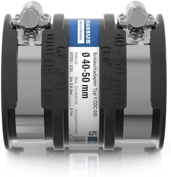Crassus Schlauchadapter CDC 050 Typ 1, EPDM / V2A, 1 Stück, 40-50 mm, CRA14023, 40-50 mm