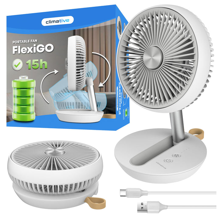Tischventilator Sehr Leise 27,9 cm USB Ventilator Akku 15h Table Fan FlexiGo Faltbar 4 Modi 400 m³/h