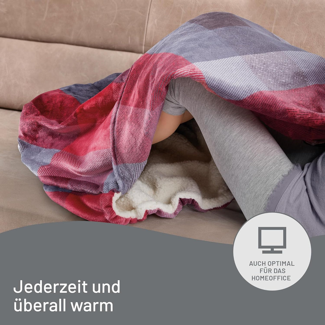 Imetec Adapto Velvet Tartan Heizdecke mit Taschen für Hände und Füsse, 150x110 cm Wärmedecke, gering