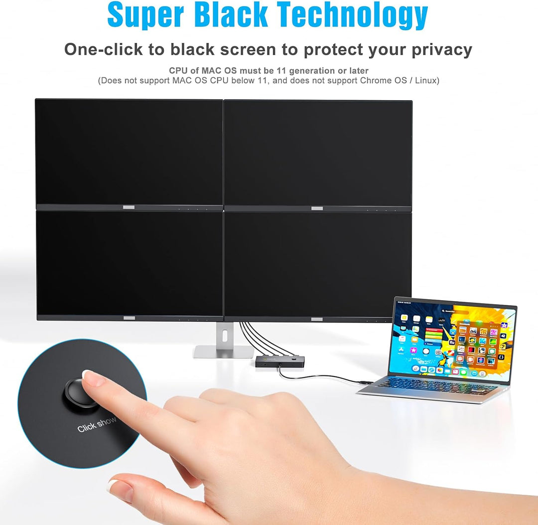KCEVE USB zu 4 HDMI Adapter, Multi-Monitor-Anzeige 5 Separate Bildschirme, Unterstützung des Mirror/