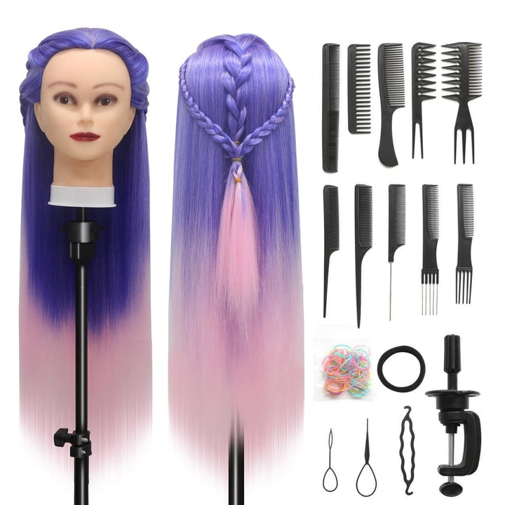 Trainingsköpfe, 28 inch Übungskopf Frisierkopf Friseur 100% Synthetikfaser-Haar Styling Kopf Frisier