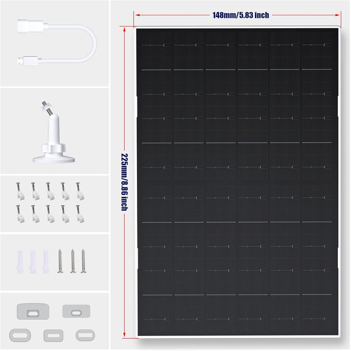 7W Solarpanel für Eufy Kamera - Solarlade-Modul kompatibel mit EufyCam 2C/2C Pro/2/2 Pro/E/E20/E40/L