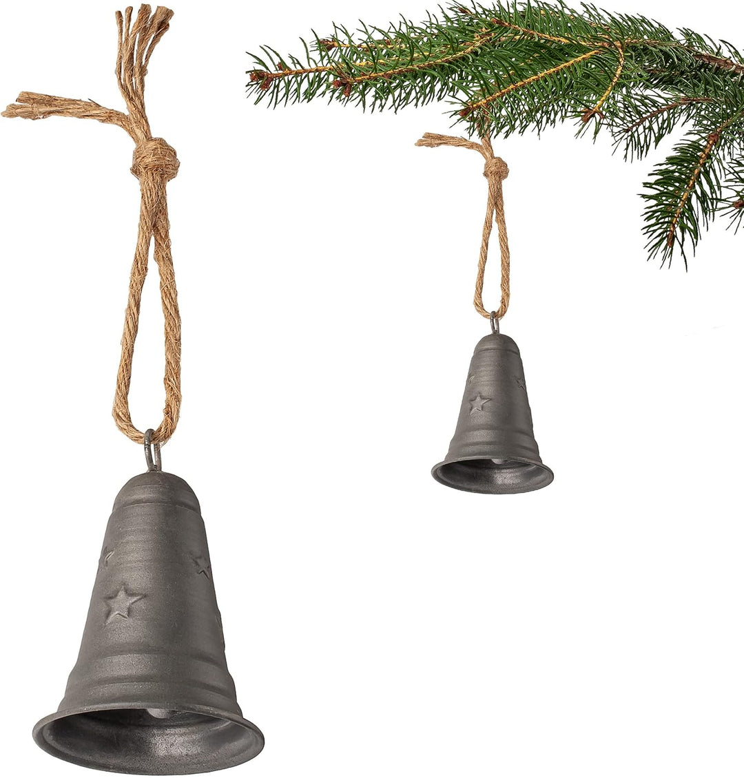 6 Stück Metall Glocken/Klingeln - 11 cm - wetterfest - Winter & Weihnachten - zum Aufhängen & Hintel