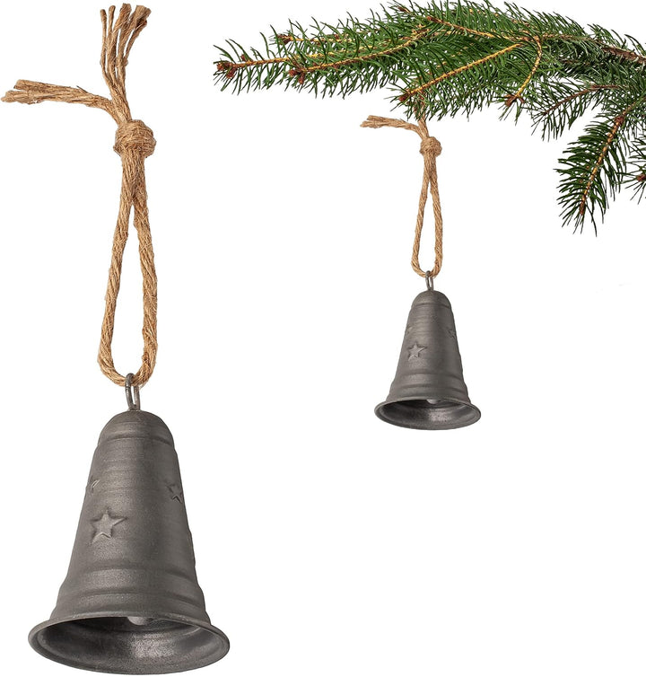 6 Stück Metall Glocken/Klingeln - 11 cm - wetterfest - Winter & Weihnachten - zum Aufhängen & Hintel