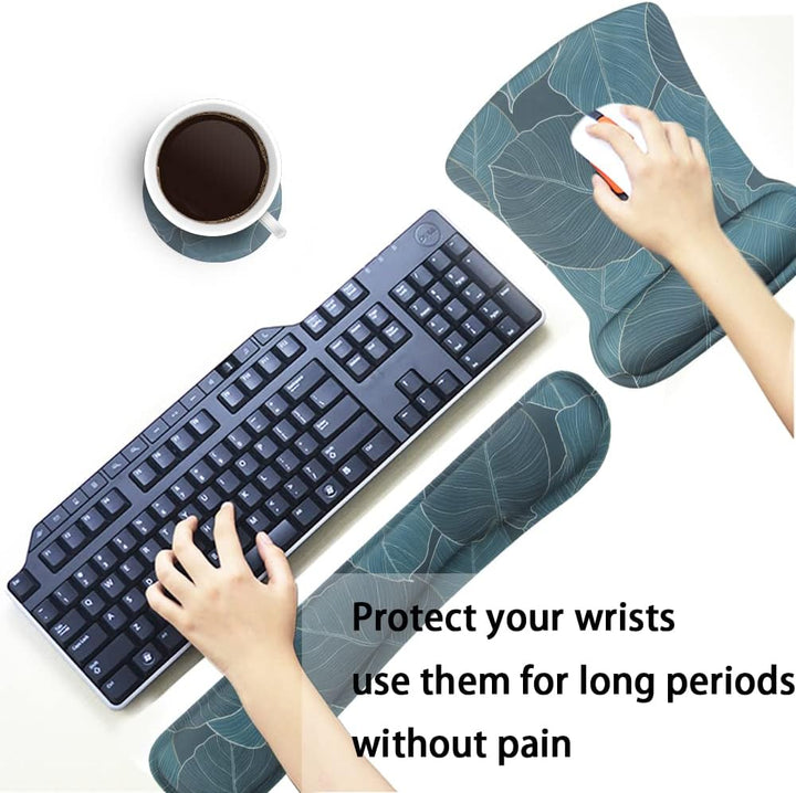 Mauspad mit Handauflage, Mauspad mit Gelkissen und Ergonomische Memory Foam Tastatur Handgelenkaufla