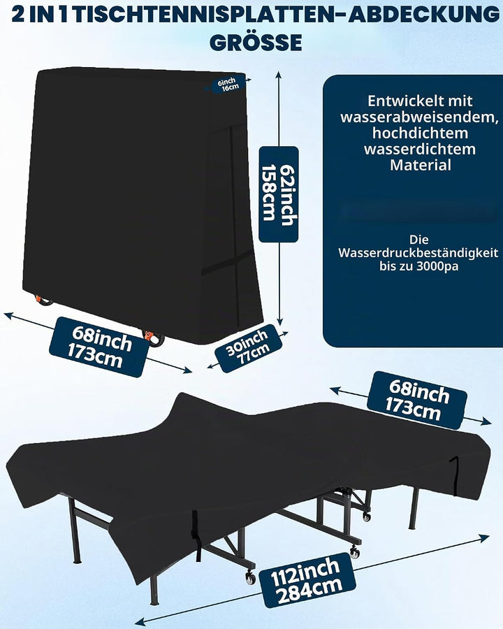 OUTTDID Tischtennis Schutzhülle, wasserdichte Tischtennisplatte 600D Oxford Polyester Abdeckung für