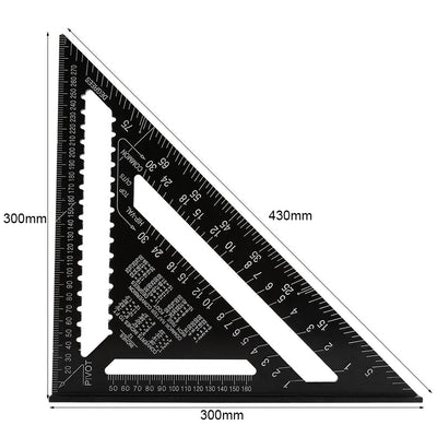 Dreieck Lineal 12 Zoll Schwarz Aluminium Sparren Profil Quadrat Lineal Hohe Präzision Easy Read Engi