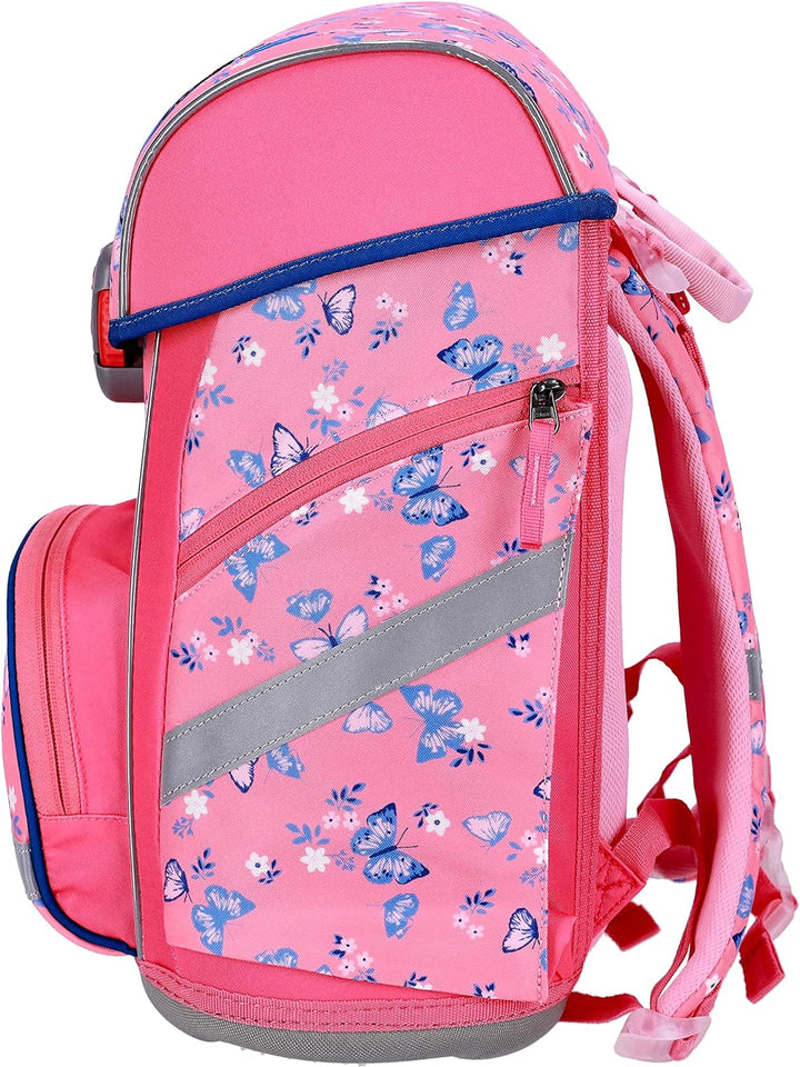 SCOOLSTAR Schulranzen Schmetterling für Mädchen| Tornister Schulrucksack Schultasche für Grundschule
