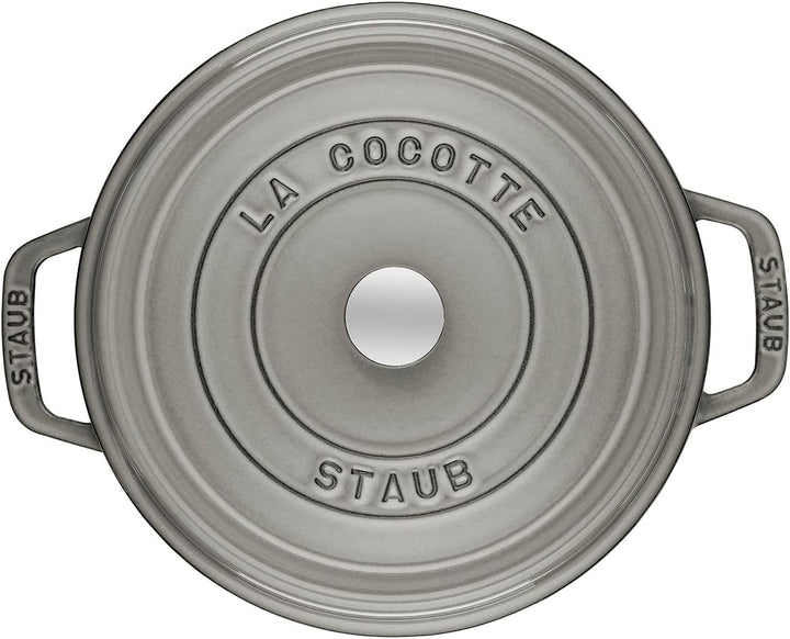 STAUB Gusseisen Bräter/Cocotte, Rund 16 cm, 1,2 L, Aromaregen Funktion, Für alle Herdarten geeignet,
