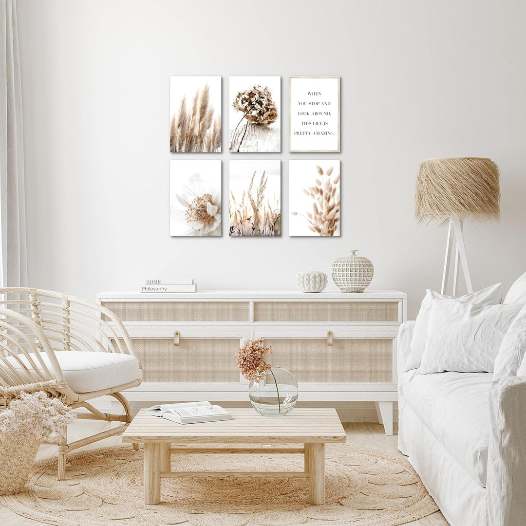 Novart Wandbilder Set - KOMPLETT AUFHÄNGFERTIG - Made in Germany - Moderne Bilder Boho Wohnzimmer Sc