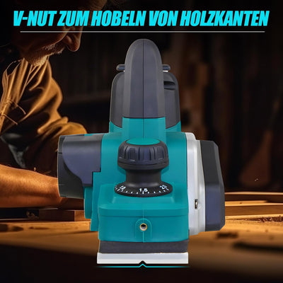 MaxEarn Akku Elektrohobel Holz, Automatischer Kabelloser Hobel für Makita 18V Akku, 82 mm Hobelbreit