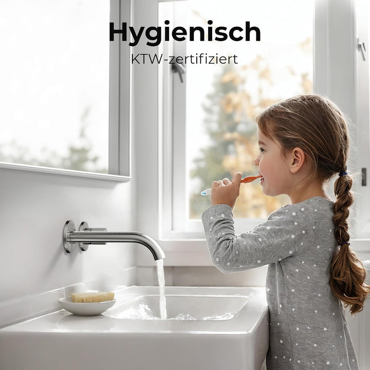 EMKE Waschtischarmatur Unterputz für Wandmontage, Wasserhahn Bad Unterputz, Mischbatterie Waschbecke