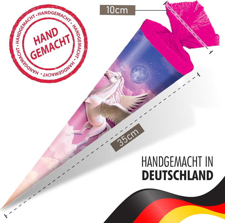 OYOY Schultüte gefüllt mit Süssigkeiten Mix I Schultüte Pegasus I Schultüte 35 cm I kleine Schultüte