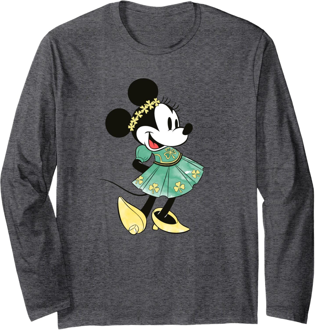 Disney Minnie Mouse Shamrock Dress St. Patrick's Day Langarmshirt