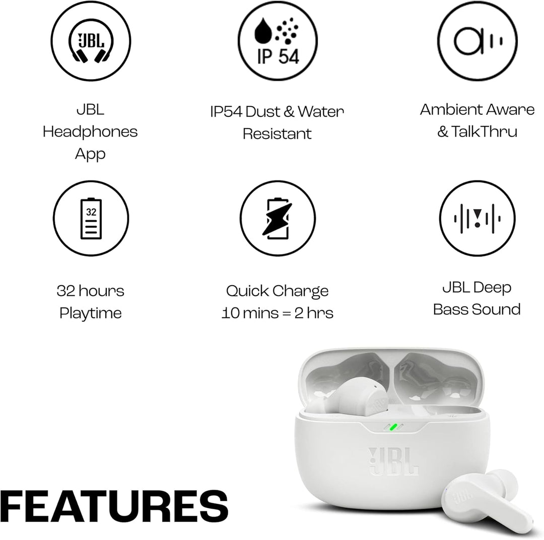 JBL Wave Beam – Kabellose In-Ear Ohrhörer mit IP54 und IPX2 Wasserdichtigkeit – Freisprechfunktion u
