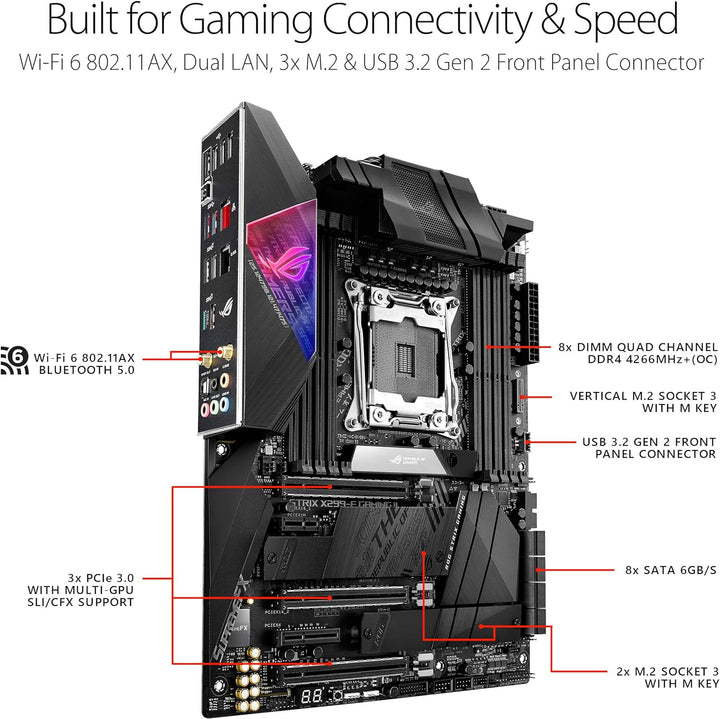 ASUS ROG Strix X299-E Gaming II Mainboard Sockel Intel LGA 2066 (ATX, WiFi6, 2,5-Gbit/s-LAN, USB 3.2