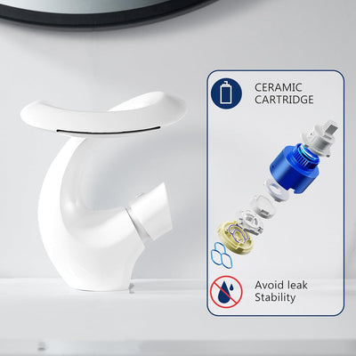 Wasserhahn Bad Wasserfall Weiss Waschtischarmatur Mischbatterie Waschbecken Armaturen Weiss Modern A