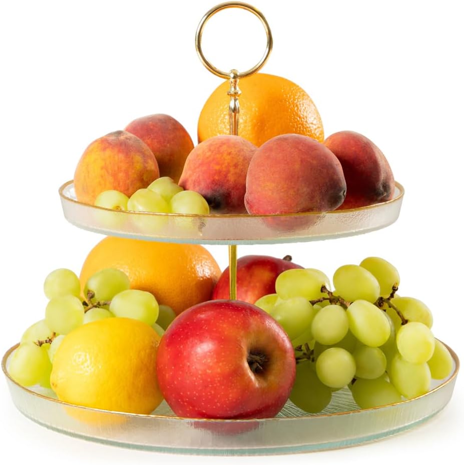 Homla Servierplatte Serviertablett MONZE zweistufig transparent 21 cm, 28 cm