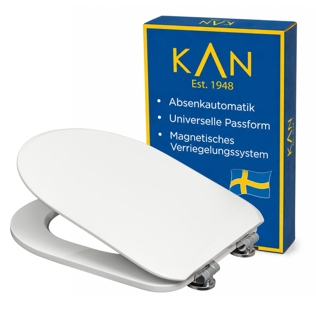 KAN Toilettendeckel mit Absenkautomatik - Lund - D Form Klobrille aus Holz mit Universeller Passform