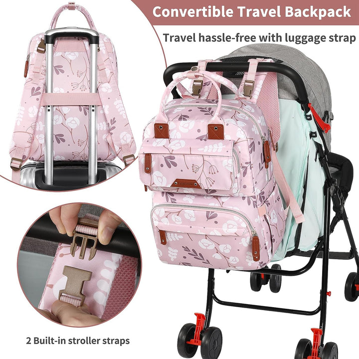 Legestori Diaper Bag Backpack, Baby Girl Diaper Bag with Insulated Pockets and Stroller Straps L-pin