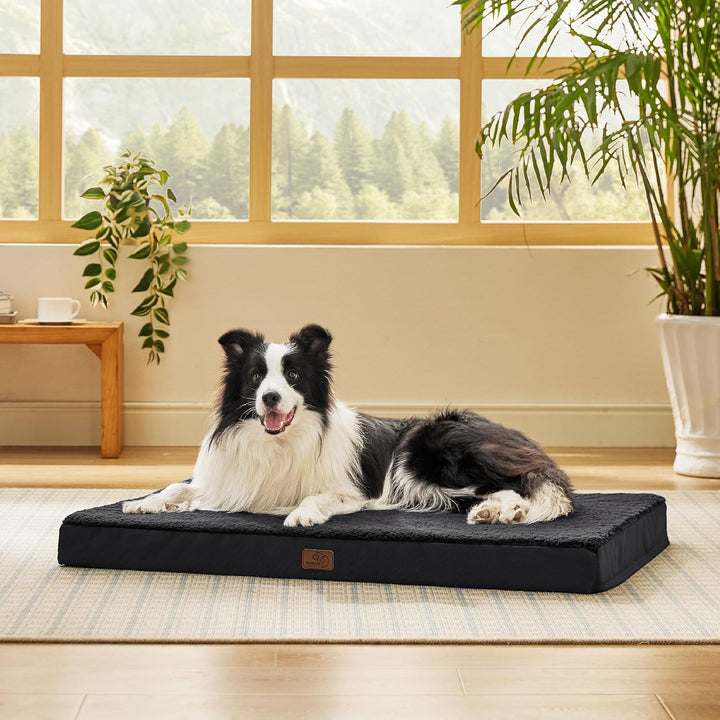 BEDSURE Orthopädisches Hundebett Grosse Hunde waschbar, 91x69cm schwarz | Egg-Crate Schaumstoff Komf